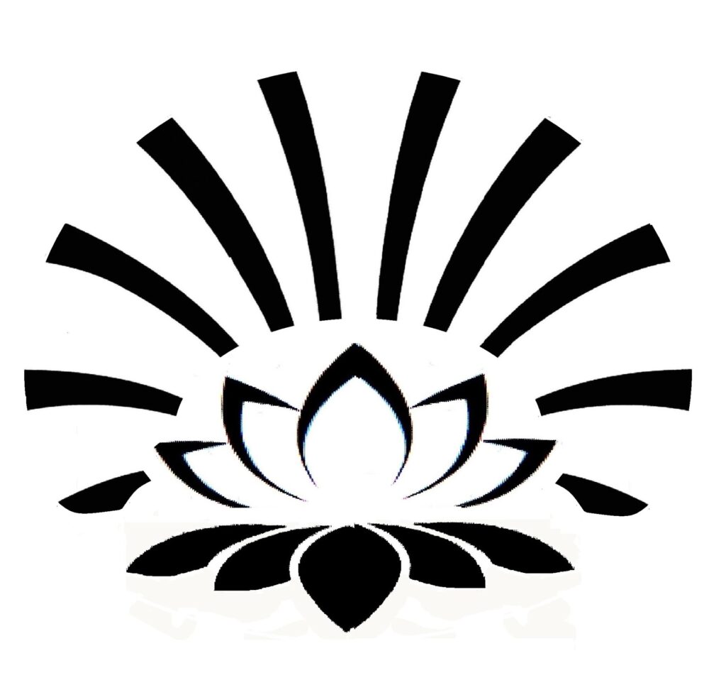 Dessin d'une fleur de lotus en noir et blanc, symbole du bouddhisme zen soto.