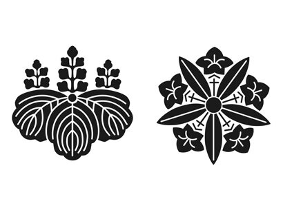 Dessin en noir et blanc représentant les symboles de la Sotoshu, l'école bouddhiste zen soto.